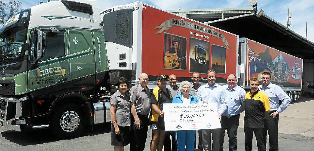 SHINING LIGHT: Daphne Nolan, Terry Nolan, Kerry Wilkins (LOTH), Adrian Nolan, Mavis Nolan (front), Darren Nolan, Iain Allison (VCV Brisbane), Steve Jones (LVRC Mayor), Glen Beutel (LOTH) and Joe White (VCV Brisbane) at the hand over of the Nolan’s Transport FH 540 and the trailers promoting LOTH. SHINING LIGHT: Daphne Nolan, Terry Nolan, Kerry Wilkins (LOTH), Adrian Nolan, Mavis Nolan (front), Darren Nolan, Iain Allison (VCV Brisbane), Steve Jones (LVRC Mayor), Glen Beutel (LOTH) and Joe White (VCV Brisbane) at the hand over of the Nolan’s Transport FH 540 and the trailers promoting LOTH.